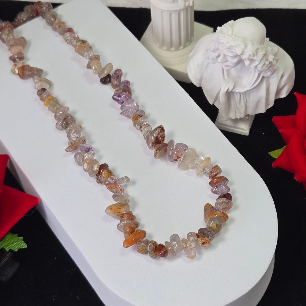 Auralite-23 Crystal Chip Necklace Rare Multistone Boho Gemstone Minimal Jewelry